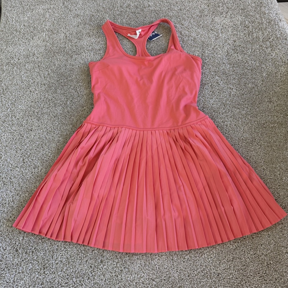 Yogalicious Dress Womens M Pink Pleated Scoop Neck Tank Fit & Flare Tennis